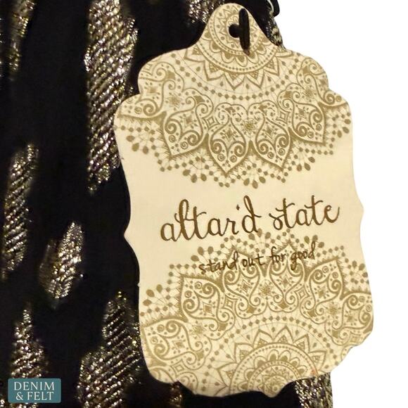 NEW Altar’d State Vanessa Maxi Dress Black Gold Metallic Boho Maxi Formal Glam - Picture 12 of 12